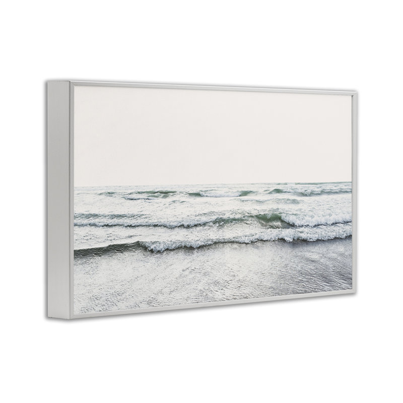 Rolling Tide Waves Giclee Art by Sisi and Seb, Coastal White Framed Giclee, 16" H x 24" W