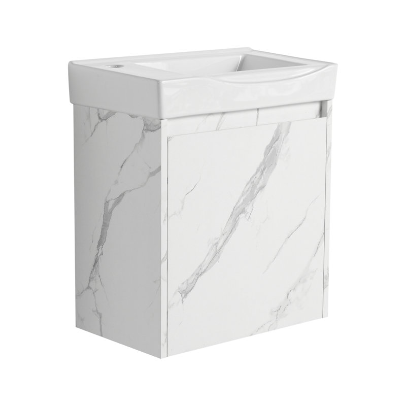 Ensemble de meuble-lavabo mural avec lavabo en céramique, armoire de rangement avec portes et ensemble complet d'armoires de salle de bain