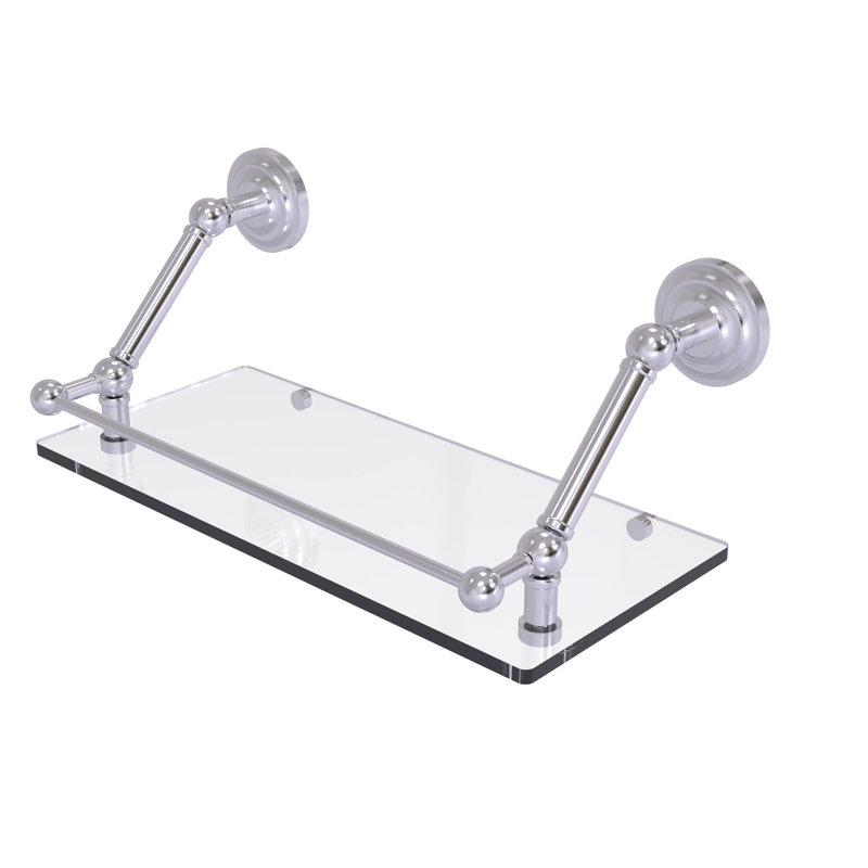 Tablette flottante avec barre de galerie Jhene, Chrome satiné, H 8 po x l 18 po x P 8,6 po