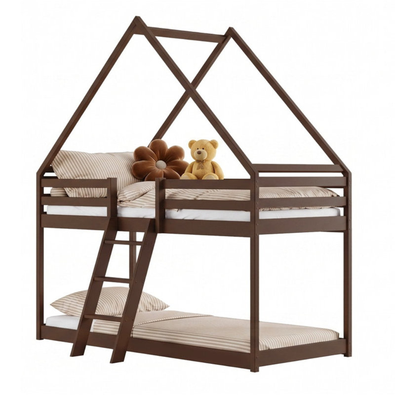 Single (3') Solid Wood Bed Frame with Mattress, Dark Chocolate
