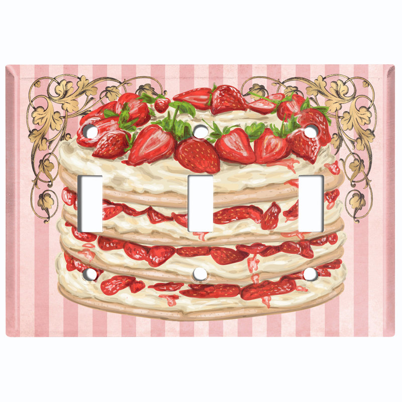 Plaque murale avec interrupteur à bascule 3 couches Strawberry Cake
