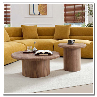 2-Piece Modern Round Coffee Table Set