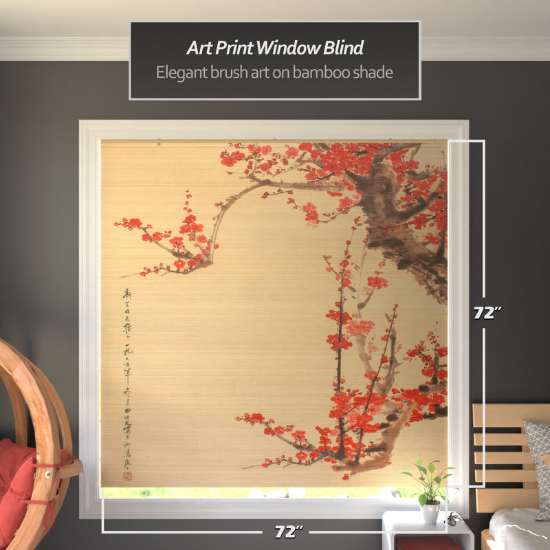 Bamboo Window Shade Blind - Cherry Blossom 36" W, 72"W x 72"L