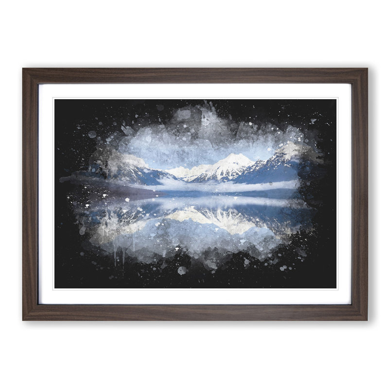 Lake Mcdonald In Montana Paint Splash - Picture Frame Graphic Art, Walnut Framed, 62cm H x 87cm W x 2cm D