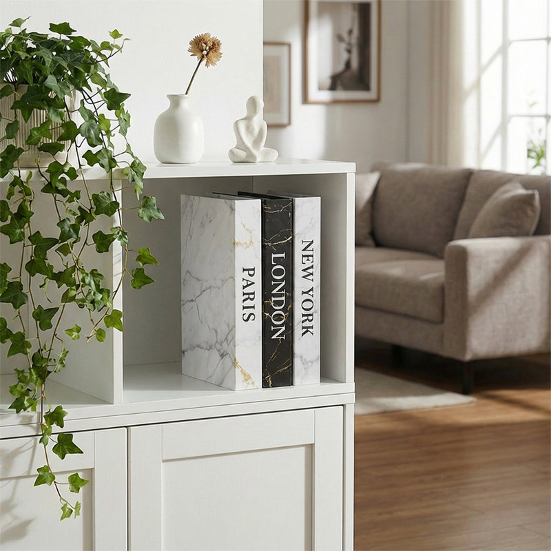 Faux livres décoratifs en marbre pour décor de maison moderne (ensemble de 3)
