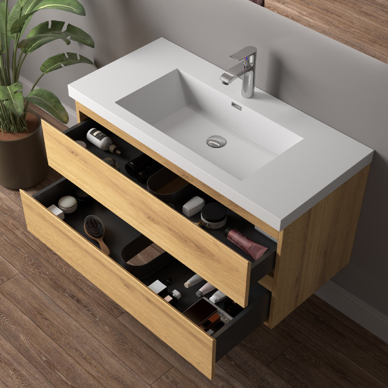 Meuble-lavabo mural simple 42 po A.Oak, 42"