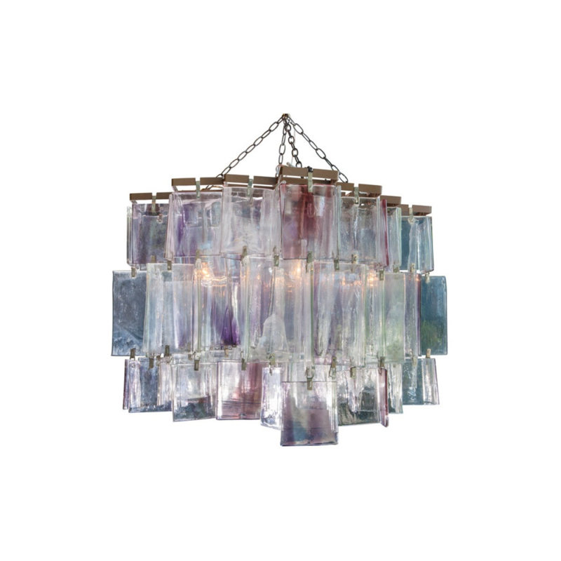 Lustre en cristal Amethyst Murano, Nickel noir, Vert turquoise, 20” Length x 10” Width x 36” OA Height