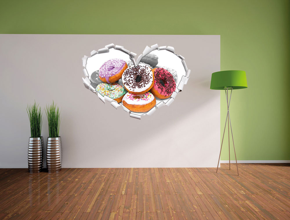 Wandtattoo Donut mit Glasur und Liebesperlen