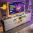 71"w Modern Tv Stand With 14 Drawers, Led Lighting & Built-in Power Outlets For 65/75/80 Inch Tvs, Fabric Storage Dresser With Mesh Door Compartments-690396425
