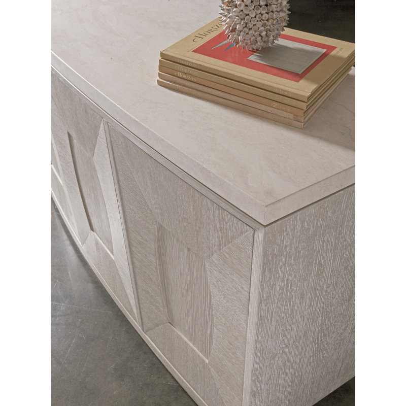 Champagne Taupe Mid-Century Modern Buffet with Anticato Marble Top