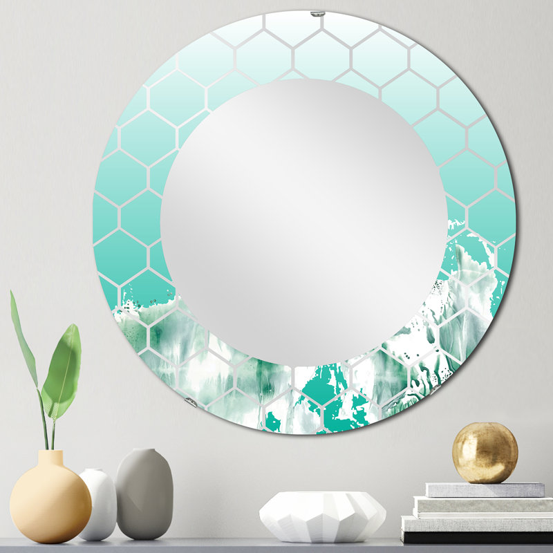 Auquamarine Landscape - Miroir mural traditionnel, 24 po x 24 po