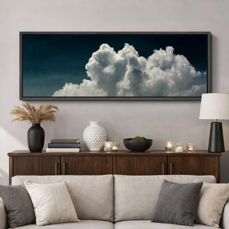 «Majestic Cumulus Clouds», reproduction sur toile, H 20 po x l 60 po, Noir, noir, noir, noir