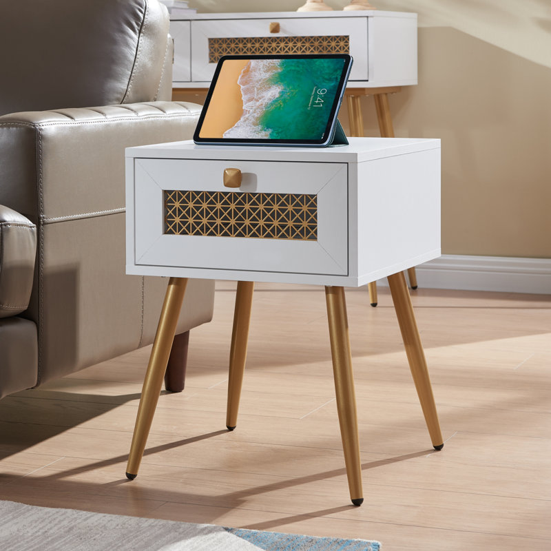 Table de bout avec rangement, Blanc
