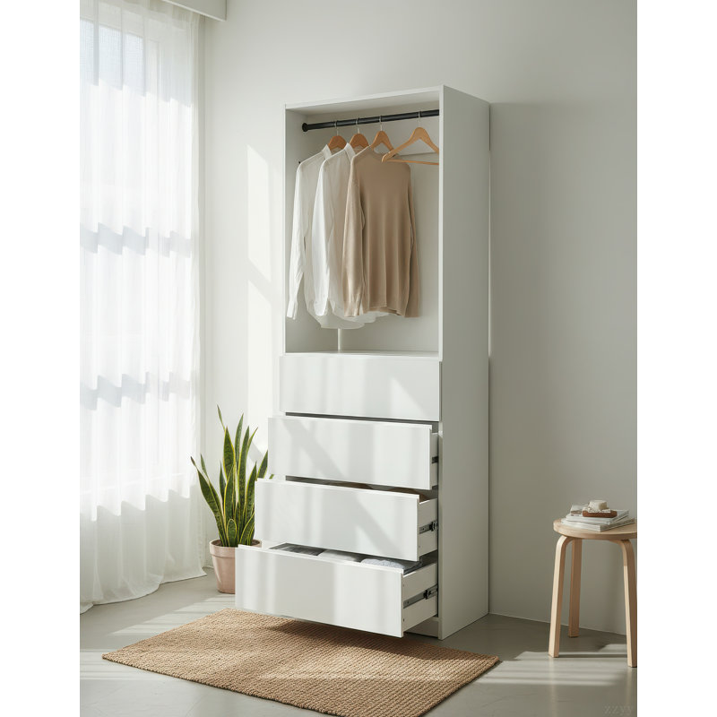 Prosper 32" White Wood Walk-In Closet With Two Rods