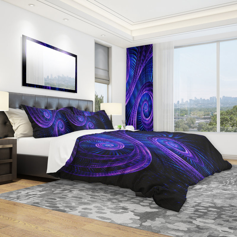 Royal Royal & Blue Dream - Ensemble de housse de couette abstrait - Polyester en microfibre