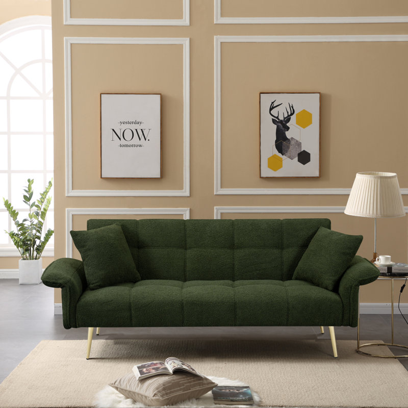 Canapé-lit futon de 70,1 po, canapé-lit double convertible avec accoudoirs rabattables pour les salons et les petits espaces