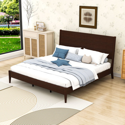 Modern Platform Bed Frame with Headboard, Sleek Sled Design
