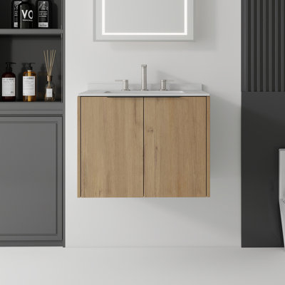 Meuble-lavabo flottant 24 po avec lavabo et porte à fermeture en douceur 24 po