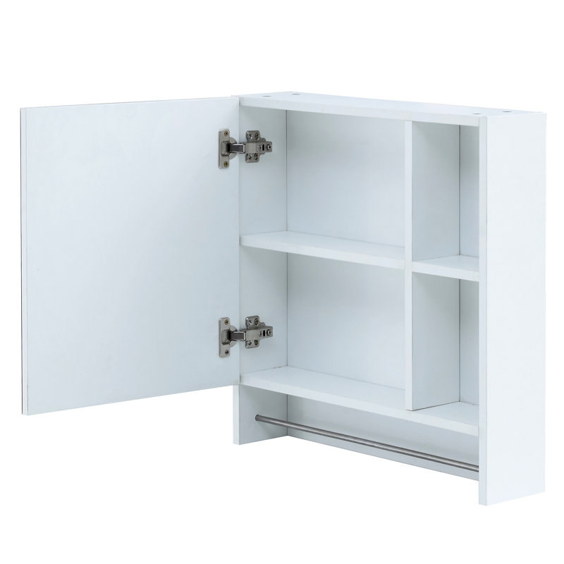 Armoire de salle de bain murale - Miroir avec tablettes et porte-serviettes pour économiser 21 espaces, Blanc