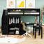 Lit mezzanine en bois avec bureau d'étude intégré, armoire, tiroirs et table mobile-1115613860-1115613858