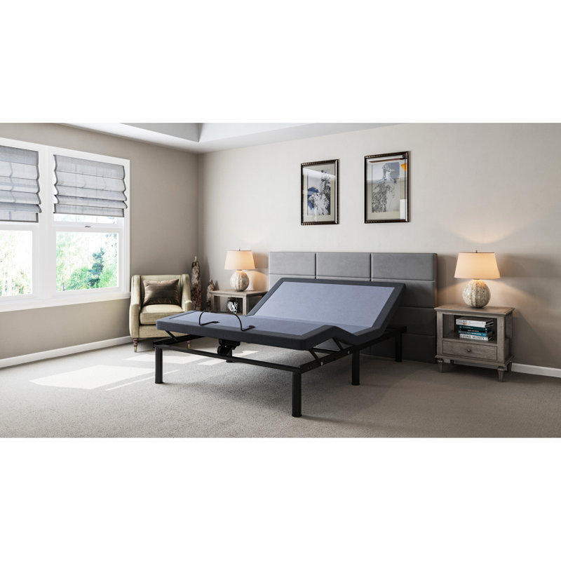 Os2 Twin Xl Adjustable Bed Base, Head & Foot Positioning, Programmable Memory, Wireless Remote, 850 Lbs Weight Capacity, Blue Gray Base With Position Adjustments, Wireless, Blue