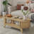 46.45" Oval Shaped Coffee Table With Storage, Fluted Accent Table For Living Room-1828135857