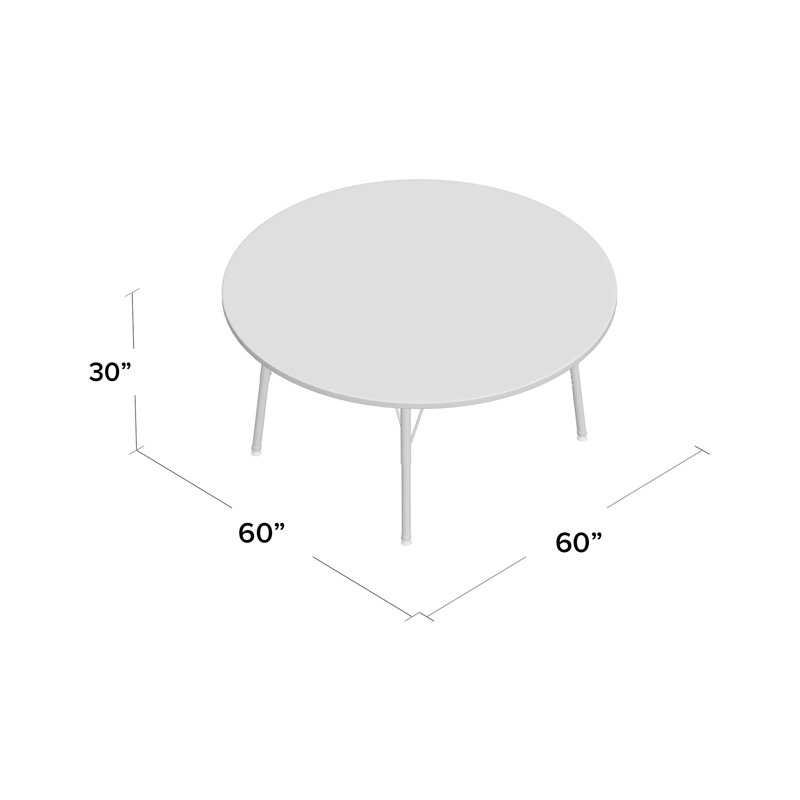 Table ronde à hauteur réglable, Épais, Gris / rouge, H 24 po x L 60 po x l 60 po