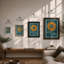 Sunflower In Teal Botanical - Print-383020558-383020557
