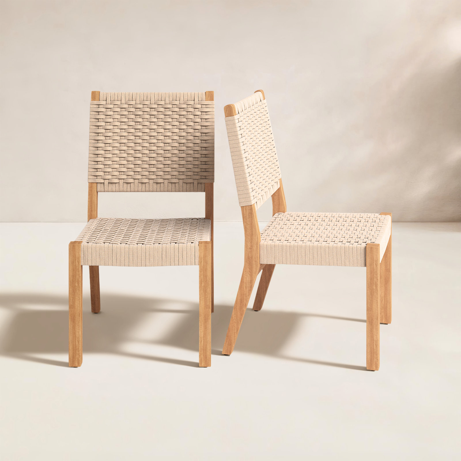 Seras Teak Patio Side Chair, Tan