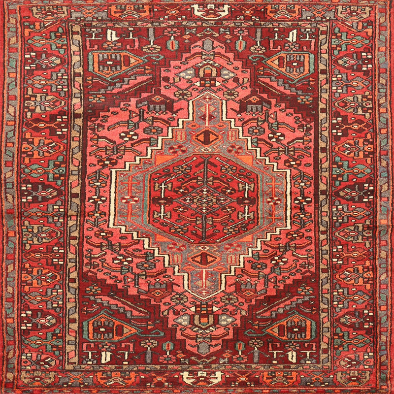 Tapis sud-ouest Mehroon / noir / crème, Rond 6 pi