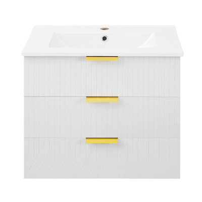 24" Floating Bathroom Vanity With Ceramic Sink