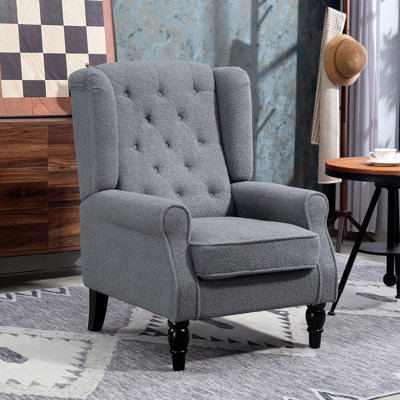 HOMCOM Wingback Accent Chair Armchair High Back