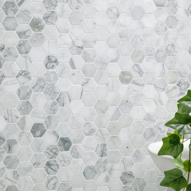 Venatino Elysia Hexagon 12 in. x 12 in. Honed Marble Mosaic Floor and Wall Tile