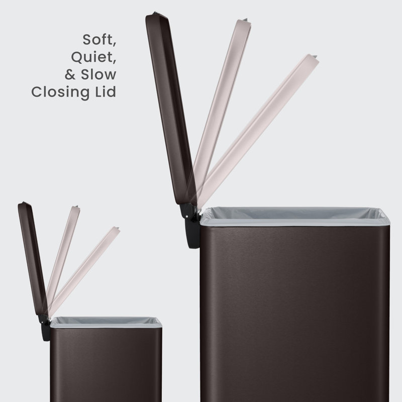 Ensemble de poubelles minces 8 gallons et 3 gallons en acier inoxydable avec pédales et couvercles à fermeture en douceur Home Zone Living
