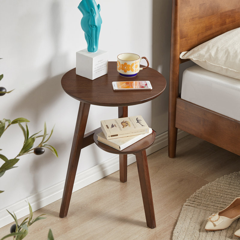 Tables de bout Tier Storage, table compacte moderne en bois de noyer massif