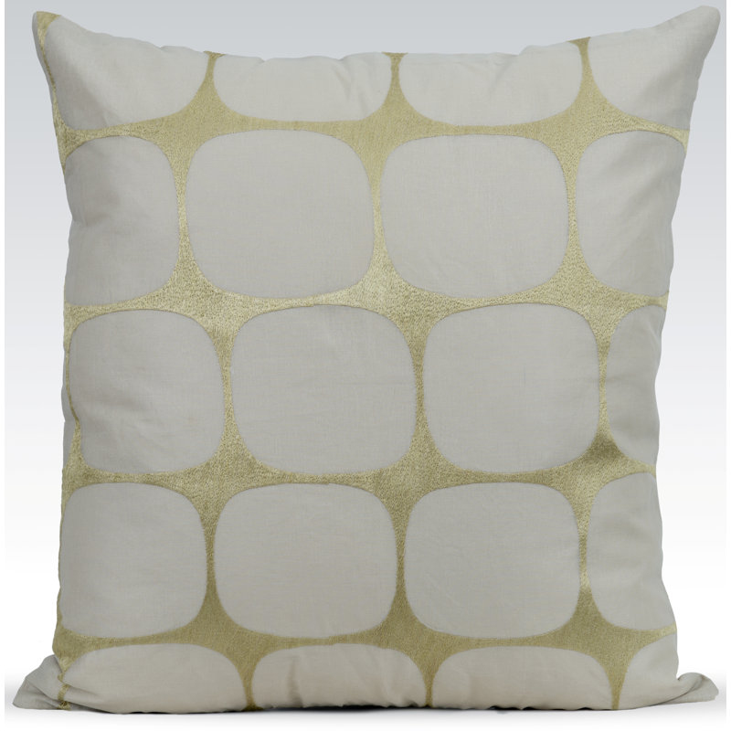 Tarn Embroidered Feather Reversible Throw Pillow, Cement