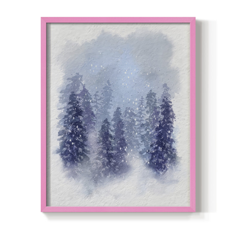 «Driven Snow II», reproduction encadrée - bois massif, Rose, H 21 po x l 17 po