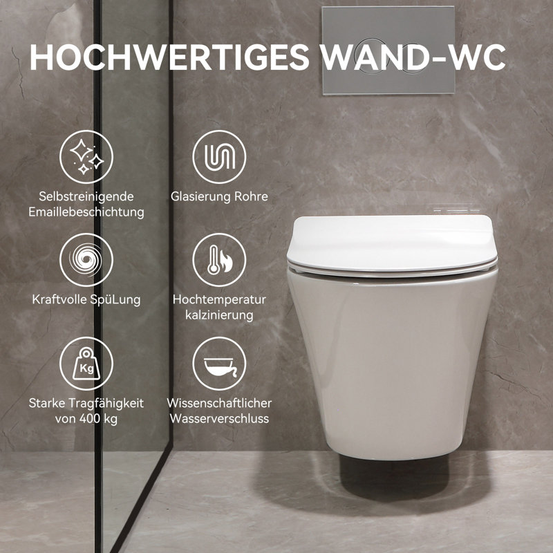 HOROW Shylo LPF Round Wall Mounted Wall Hung Toilets (Seat Included)