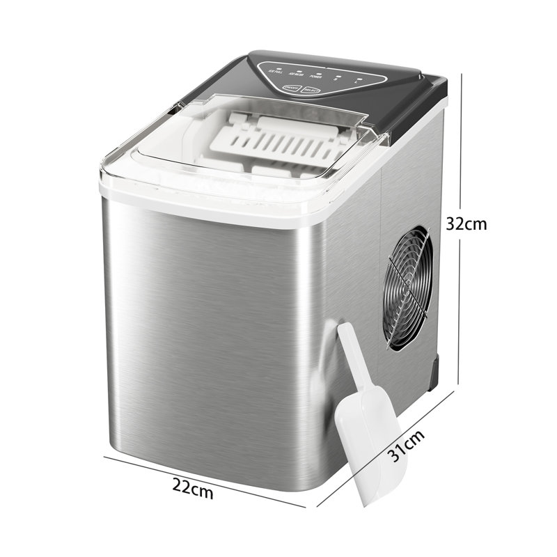 Compact 11.8 lb. Daily Production Clear Ice Portable Ice Maker, Silver