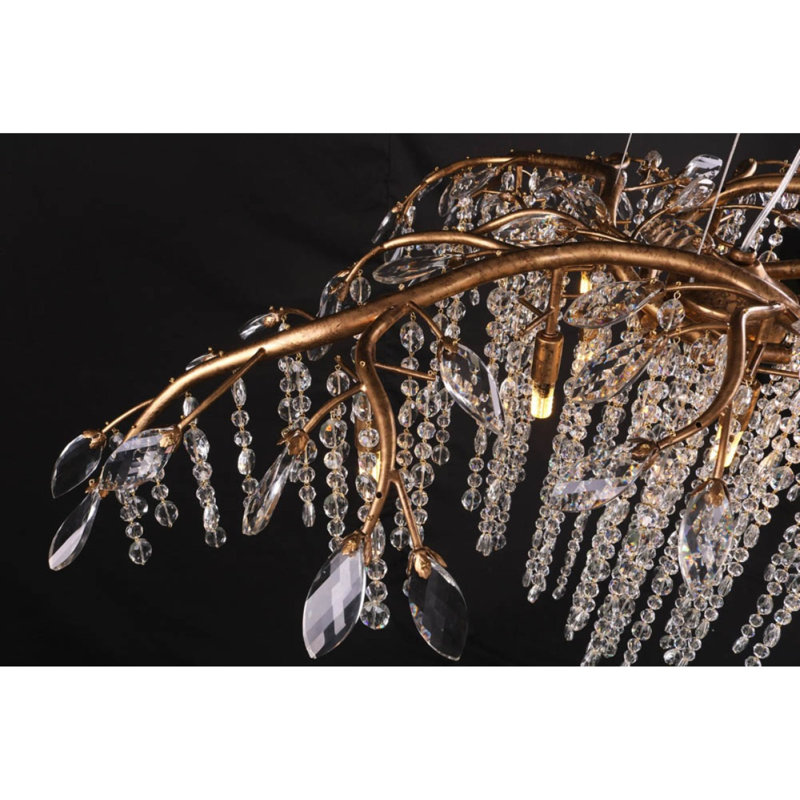 Lustre suspendu branche d'automne clair, Nickel brossé, Transparent, 36” Wide x 20” Height
