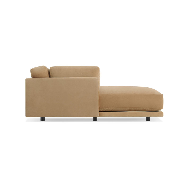 Sunday Chaise Lounge, Left Hand Facing, Camel Velvet Polyester Blend