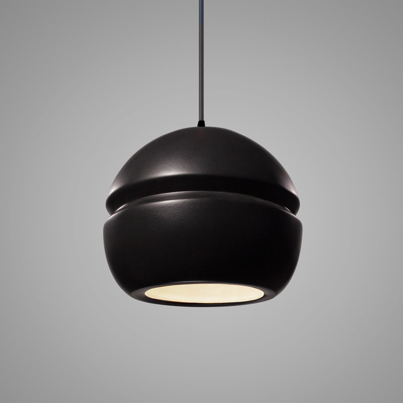 Luminaire suspendu à 1 lumière Logan, Noir mat, Noir mat carbone