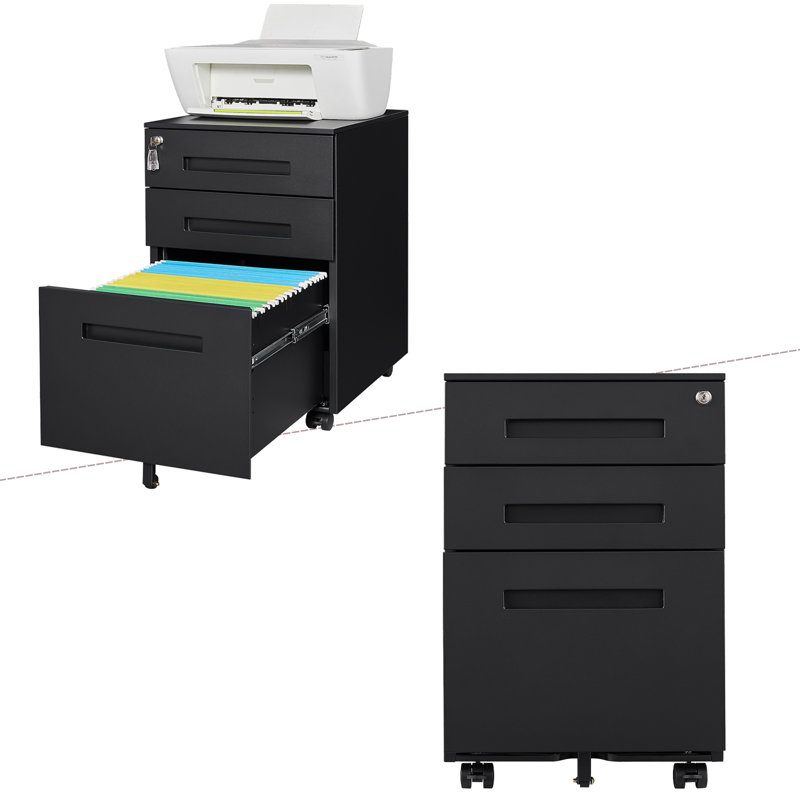 3-Drawer Mobile Vertical Filing Cabinet