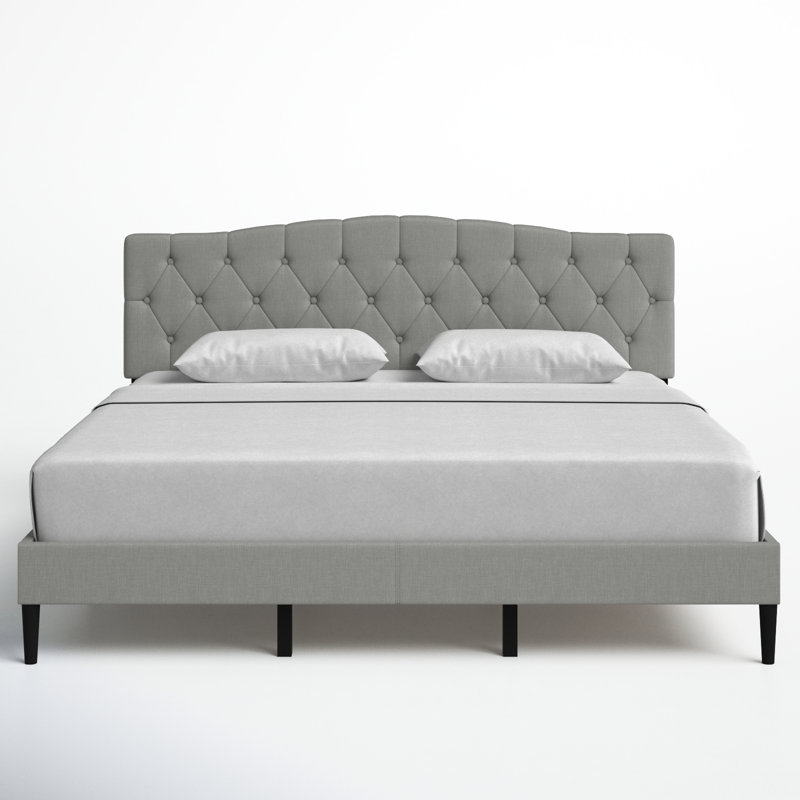 Arnette Upholstered Platform Bed, King, Gray