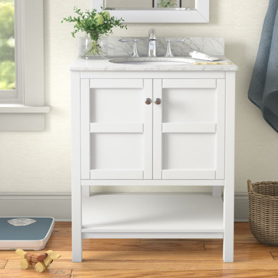Amyra 30'' Single Bathroom Vanity with Marble Top