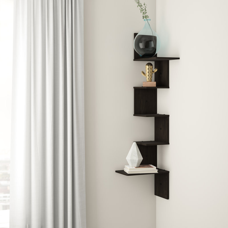 Authement 5 Piece Tiered Corner Shelf, Espresso