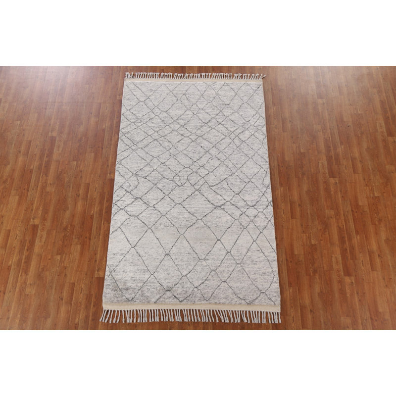 Tapis marocain en laine Trellis noué à la main 5 x 8