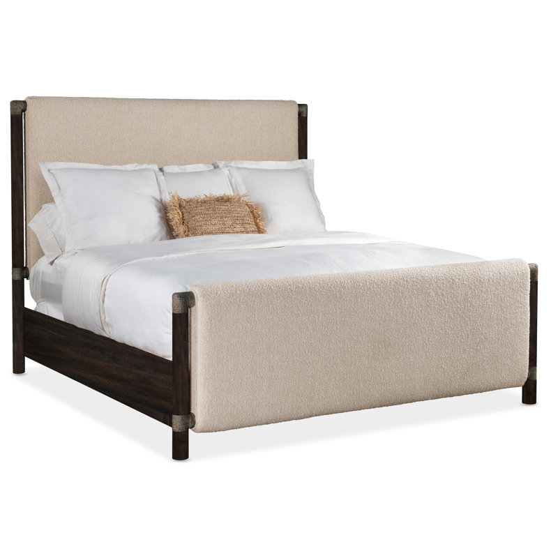 Retreat Upholstered Panel Bed, Black/Beige