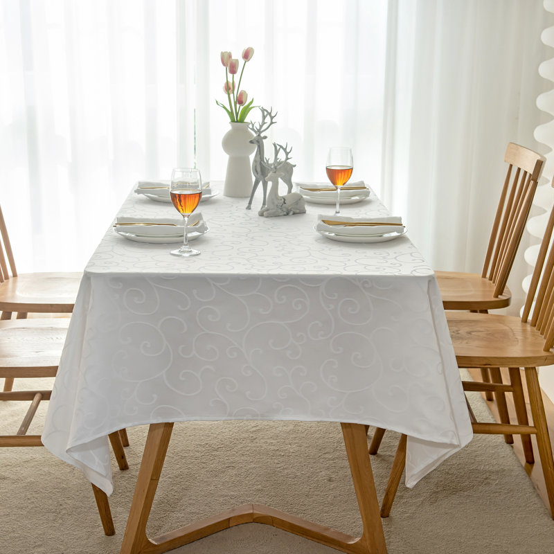 Nappe de couleur blanche oblongue, 60 po x 84 po, Marina, Blanc, L 84 po x l 60 po