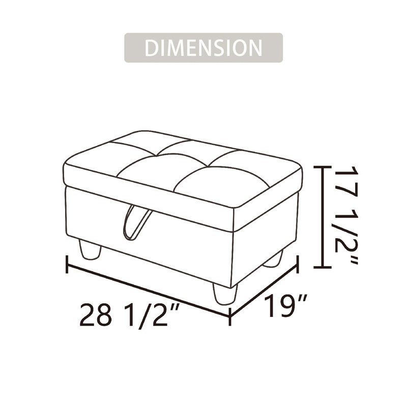 Flannel Storage Ottoman Living Room, Gray Linen
